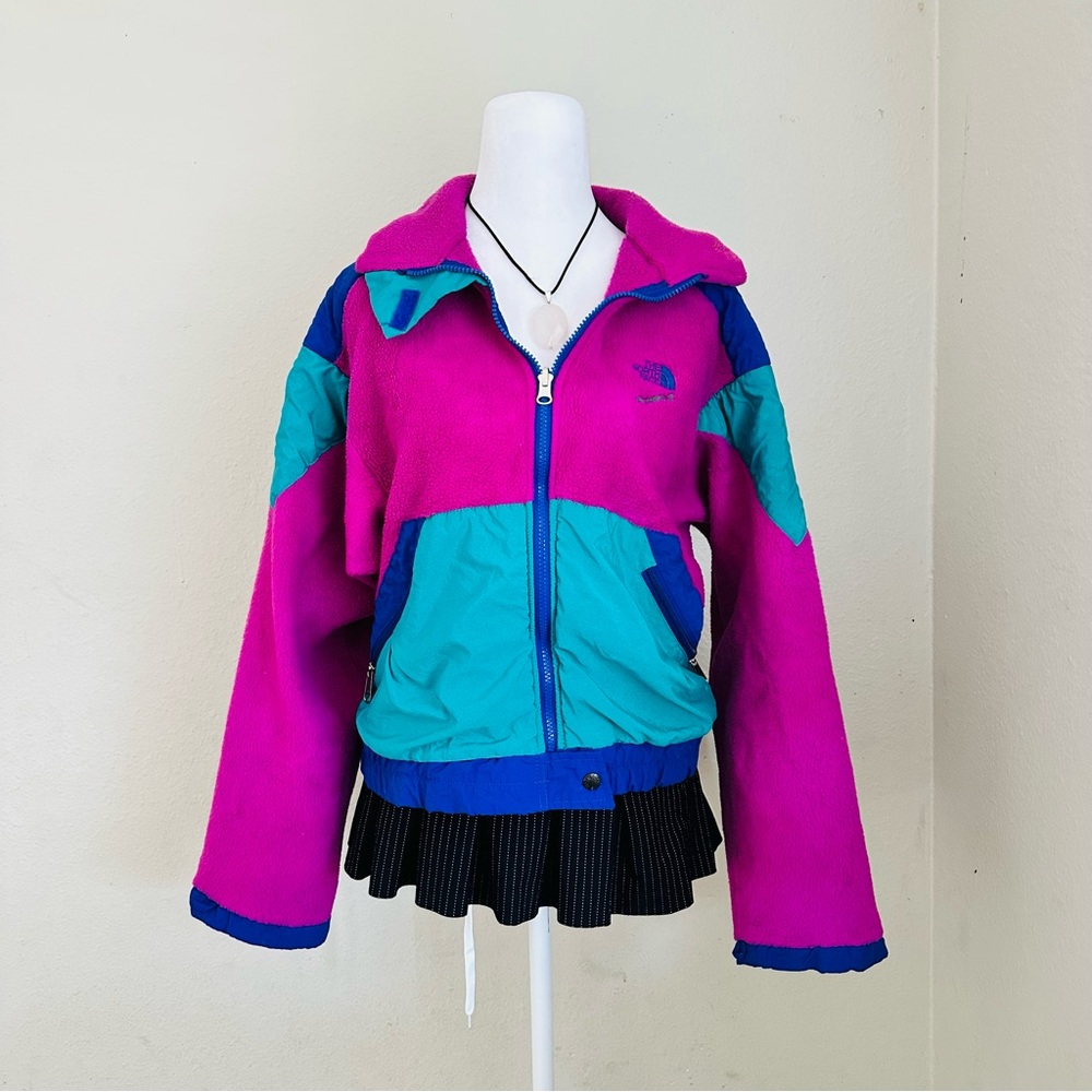 Vintage color block Sherpa full zip the north face jacket